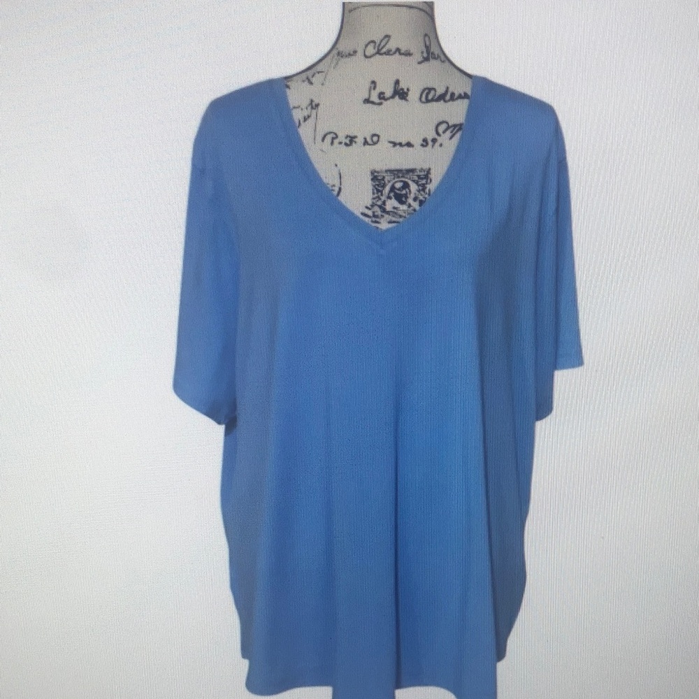 Comfort V-Neck Short Sleeve Top - Blue